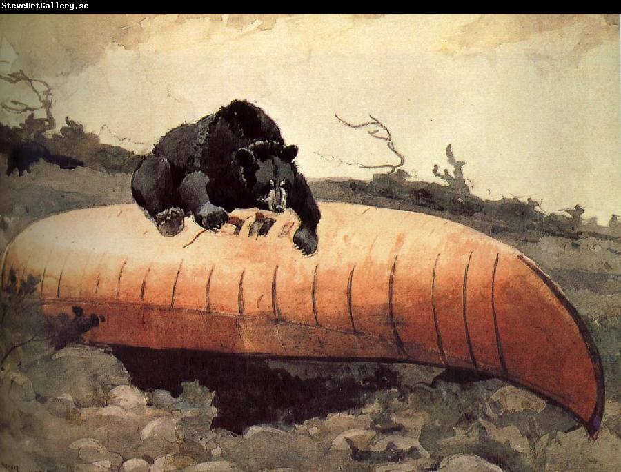 Winslow Homer Black Bear and Canoe